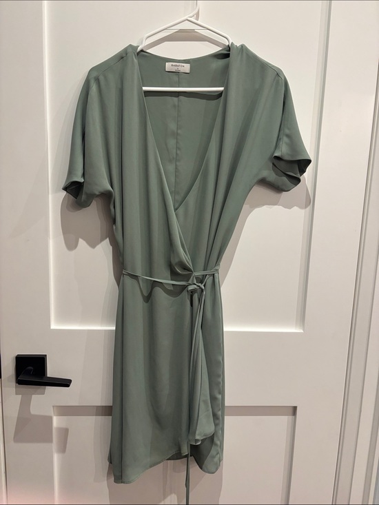 Babaton Dresses & Skirts - Babaton Light Sage Green Wrap Mini Dress